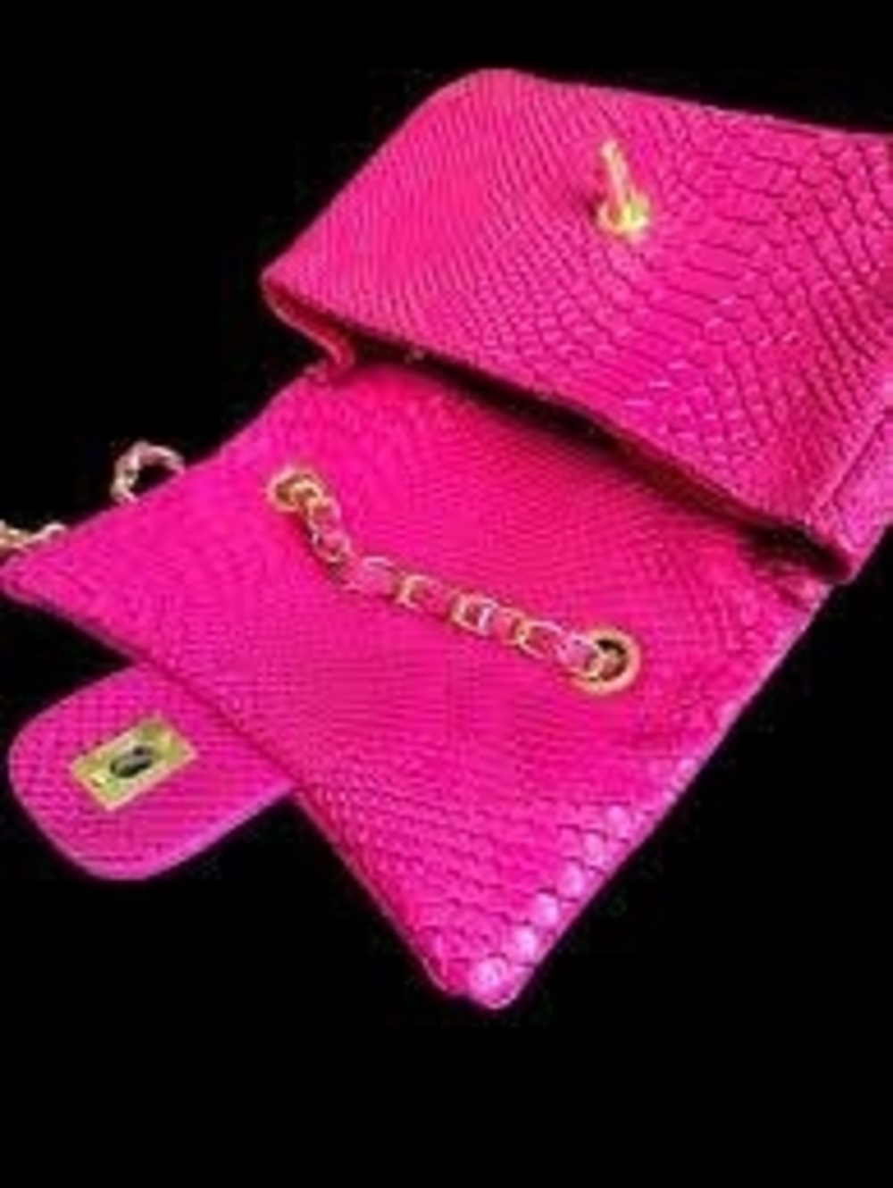 👛 2014 RARE FIND Hot Pink Cc Python Print Bag🌸 - Picture 7 of 7